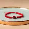 Bracelets porte-bonheur naturel cinabre rouge Bracelet chanceux perle amitié corde Couple tressé hommes femmes amulette bracelets GiftCharm