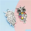 Charms 10 stücke Antike Silber Überzogene Colorf Kristall Eule Charm Anhänger Für Schmuck Zubehör Machen Armband DIY 49x2 m Drop Lieferung F Dhipw