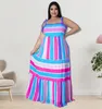 Платья плюс размеры Somoia Plus Size Женская одежда летнее богемное платье клетку открытые спины на молнии на молнии платья для вечеринок Оптовая капля 230207