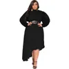 Plus-Size-Kleider, schickes Temperament, Plus-Size-Damenkleider, solide, lange, asymmetrische Rundhalsausschnitt, Oversize-Maxi-elegantes Kleid, Großhandelstropfen 230207