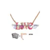 Pendentif Colliers Designer Rose Rouge Lettre D'amour Collier Drop Delivery Bijoux Pendentifs Dhrhp