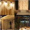 LED -snaren x 300 LEDS US110V EU220V Kerstslingslangslingslichten Fairy Xmas Party Garden Bruiloft Decoratie Gordijn Druppel Dhevg Dhevg