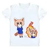 Herr t shirts aggretsuko t-shirts kort ärm anime aggressiv retsuko aguresshibu röd panda mindre cosplay skjorta