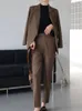 Womens Two Piece Pants Blazer And Set Office Lady Elegant Workwear Female Formal Slim Solid Trousers Suit 230207