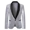 Mens Suits Blazers Gold Silver Sequin Shiny Suit Jacket Fashion Night Club DJ Stage Performances Wedding Party Coat 230207