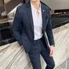 Mens Suits Blazers Blazer Pants Highend Brand Formal Business Plaid Suit Groom Wedding Dress Solid Color Stage Performance Tuxedo S7XL 230207