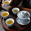 Bols Chinois Lotus Dit Simple Quatre Tasses Cadeau D'affaires Ensemble Creative Bol À Thé En Céramique Grande Capacité