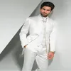 Costumes pour hommes, Tuxedos de marié, costume à revers Mandarin, blanc, marié/homme, costumes de mariage/bal (veste, pantalon, cravate, gilet), nouvelle collection 2023