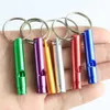 Porte-clés sifflet en alliage d'aluminium, couleurs bonbons, outil de camping portable en plein air, sac de voiture, accessoires de décoration, vente en gros