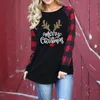 女性用Tシャツ女性毎日クリスマスプリントoネックタンクトップロングリーブカジュアルルーズティーシャツシャツ女性グラフィック