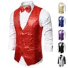 Męskie garnitury Blazers Design Men cekiny wzór błyszczący ozdobiony vneck blazer kamizelka męska impreza wieczorna plus size 230207