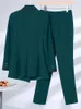 Pantaloni da donna a due pezzi Bianco Verde Donna Autunno Inverno Pantalone da ufficio da donna Abbigliamento da lavoro formale da donna 2 Set Blazer e pantaloni 230207