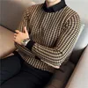 Men's Sweaters Brand Clothing Men Winter Thermal Knitting SweaterMale Slim Fit High Quality Shirt Collar Fake two Piece Pullover Sweatres 230207