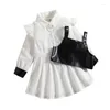 Vestidos de menina manga voadora veludo de veludo de veludo vestido de couro faux coletor de retalhos infantis roupas roupas de princesa camisetas