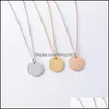 Pendant Necklaces Stainless Steel Round Coin Women Gold Sier Minimalist Jewelry Clavicle Chain Dog Tag Collares Fashion Drop Deliver Dhy1X