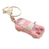 Nyckelringar hartsbilform Keychain Crystal Rhinestone Keyring Bag Pendant Ornament Purse handväska charm för kvinnor flickor