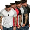 Herr t-shirts gym sommar t-shirts smala passform casual short hylsa muskel tee toppar t-shirt