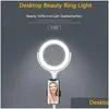 Andra LED -belysning P Ography Dimning SelfTimer Ring Light YouTube Video Live 32006500K Studio Vlogging and Desktop Stand Drop Delive DHMV1