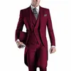 Herenpakken Gentleman Men Slit Slim Fit Solid Bread Tuxedos Mens Blazer Wedding Party Dinner (jasbroek Vest Tas)