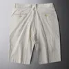 Heren shorts minglu linnen zomers mannelijke luxe ijs zijden ventilatie streep casual heren mode slanke broek maat 36