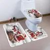 Toalettstol täcker tre delar jul badrum wc set kudde dekorativ matta