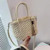 Akşam çantaları kadın omuz crossbody lüks çanta basit örgü yumuşak yaz saman plaj moda 44 kadın çanta