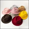 Beanie/Skull Caps Solid Wool Classic Small Brim Fedoras Cap Men Women Panama Jazz Hat Drop Delivery Fashion Accessories Hats Scarves Dh0Rw