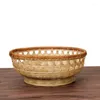 Plates Hand-woven Bamboo Snack Fruit Plate Home Decoration Desktop Storage Dish Candy Bread Dessert Box Handmade Tray Decor Craft