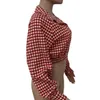 Womens Jackets Houndstooth Jacket Letter Print Gingham Cropped Short Coat Latern Sleeve Plaid Checked Red Fashion Women Winter Top Fall Clothes 230207