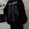 Женские толстовки с капюшоном Уличная одежда Harajuku Hoodie Y2K Топы для девочек Ретро готика Большой капюшон Панк Аниме Одежда с принтом Хип-хоп High Street 230207