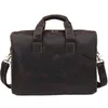 Bortkörningar Crazy Horse Leather Personality Men's 15,4 tums Laptop Bag Business Portföljd axel