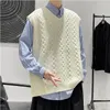 Hommes gilets pull gilet hommes col en v solide Simple décontracté surdimensionné printemps automne hommes Chic tout match Style Preppy vêtements d'extérieur quotidiens