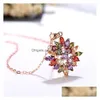 Lockets colorf Zircon Zircon Pendant Copper Ornament European and American Export Diamond Necklace Rose Golden Anti Allergy Jewelry Dhgarden dhqjl