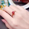 Cluster Ringe 1ct Wassermelone Roter Moissanit Edelstein Ring für Frauen Schmuck Verlobung Hochzeit 925 Silber Geburtstagsgeschenk Liebe