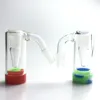 3-Zoll-Aschefänger aus Glas zum Rauchen von Shisha-Bongs mit 14-mm-Stecker, buntem Silikonbehälter, Reclaimer, dickem Pyrex-Aschefänger für Wasserbongs