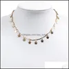 H￤nge halsband mode guld sliver lycklig stj￤rna choker halsband f￶r kvinnor flicka skivkedja uttalande h￤ngsmycken smycken accessoies gif dhfye