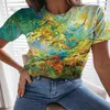 Women's T Shirts Women's T-shirt 3d Printing Green Floral Top All-match Fashion Short-sleeved Elegant Temperament Round Neck