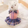 Dog Apparel Exquisite Pet Padded Plaid Bow Tie JK Skirt Playful Cute Cat Puppy Dress Fashion Comfortable Clothes Accessories