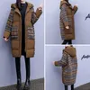 Trenchcoats voor dames Katoenen gewatteerde wollen donsjas Winterkleding Grote maten dameskleding Plaid Wollen patchwork Katoenen vulling