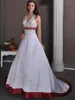 Vintage blanc bordeaux tache a-ligne robes de mariée 2023 rétro licou perlé broderie à lacets Corset Western Country robes de mariée