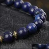 Kralen strengen mode natuurlijke agaat lapis lazi tijger oog gebed kralen armbanden armband sieraden stretch luipaard hoofd leeuw drop del dhay4