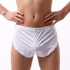 Caleçon Sexy hommes vêtements de nuit ample confortable hommes Boxer course Shorts de sport pyjamas côté fendu sous-vêtements culottes