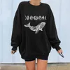 Sweats à capuche pour femmes Sweatshirts Vintage Femmes Baleine Lune Imprimer Dropshoulder Manches Longues Lâche Graphique Sport Top Vêtements Moletom 230207