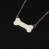 Pendant Necklaces RongXing Simple Blue White Fire Opal Dog Bone For Women Gold Rose Clavicle Necklace Wedding Jewelry