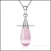 Colliers pendentif mignon rose blanc opale yeux de chat pierre goutte d'eau collier pendentifs cadeau de noël pour femmes et fille 69 D3 livraison J Dhvud