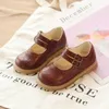 Flat Shoes Children Fashion Hollow Out Leather Girl Pastoral Style Baby Soft Sole Double Breasted Decorative Magic Paste Single Shoe