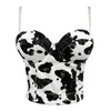 Tillbehör franska enkla off-the-shoulder Vest Cow Print Back Buckle Sexig Women's Suspender Vest Denim BH för kvinnor och flicka
