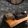 Naklejki ścienne DIY PVC samoprzylepne szare mozaikowe płytki naklejki wodoodporne do kuchni w łazience domowe dekoracje oleju łatwa czysta talia