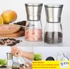 Stainless Steel Manual Salt Pepper Mill Grinder Seasoning Bottle Grinder Glass Kitchen Accessaries Tool