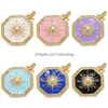 Charms Zhukou Gold Moon Star Enamel CZ Crystal Necklace Pendant för kvinnor handgjorda diy smycken tillbehör grossist vd1082 drop del dhedl